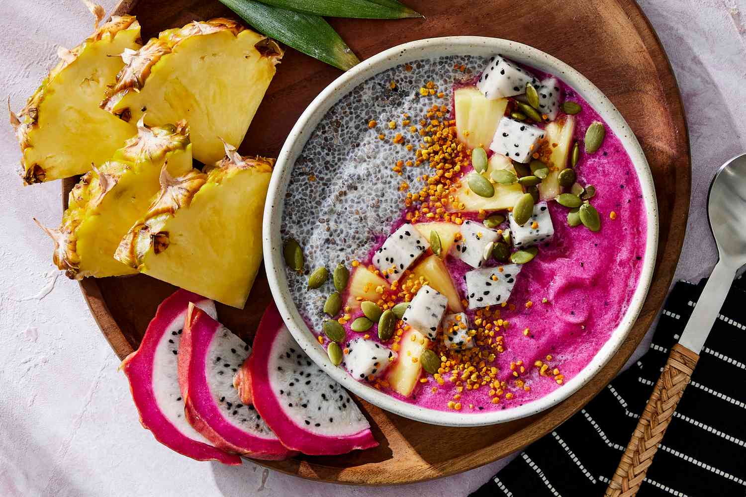 High-Fiber Dragon Fruit & Pineapple Smoothie Bowl
